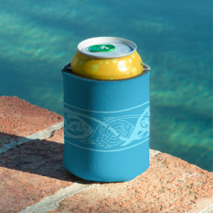 Keltische Knüpfarbeit Fisch in Blue Can Cooler Dosenkühler
