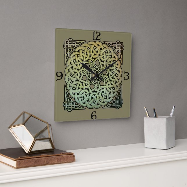 Keltische Knüpfarbeit Mandala Quadratische Wanduhr (Büro)