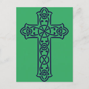 Keltische Kreuz-Grafik-Knotenarbeit-Kunst Postkarte