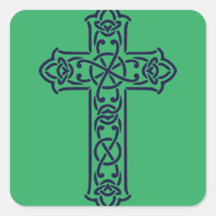 Keltische Kreuz-Grafik-Knotenarbeit-Kunst Quadratischer Aufkleber