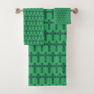 Keltische Kreuz-Grafik-Knotwork-Kunst Badhandtuch Set