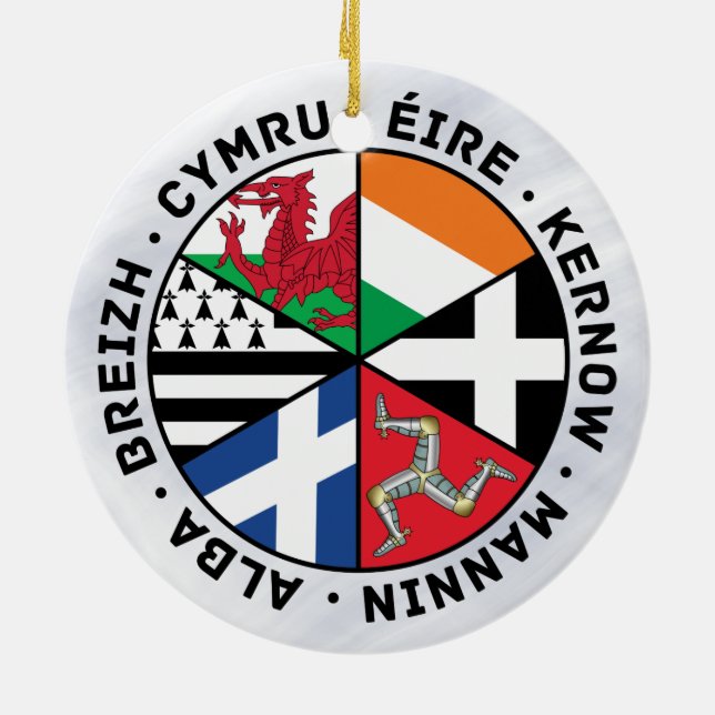 Keltische Nations-Flaggen-Dekoration Keramikornament (Hinten)
