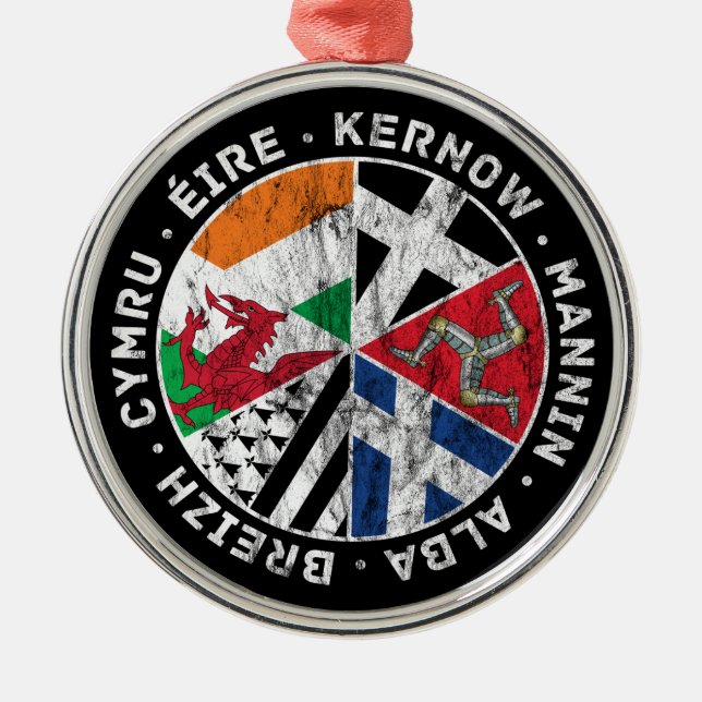 Keltische Nations-Flaggen Irland Wales Cornwall Ornament Aus Metall (Vorne)