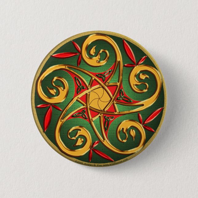 Keltische Pentagramm-Spirale Button (Vorderseite)