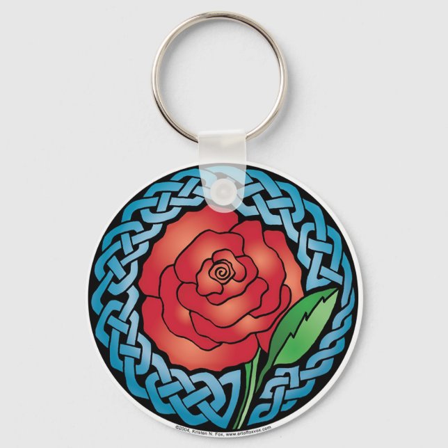 Keltische Rose aus Hartglas Schlüsselanhänger (Vorderseite)