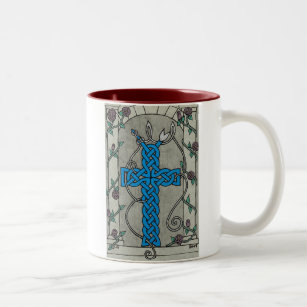 Keltische Schlangen-Kreuz-Tasse Zweifarbige Tasse