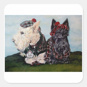Keltische Schottische Terrier Quadratischer Aufkleber