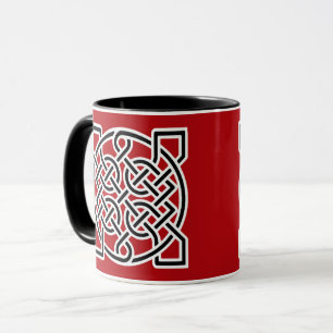 Keltische Seelenknoten, tiefrot, schwarz und weiß Tasse