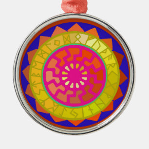 Keltische Sonnen-Runen-Kalender-Symbole Silbernes Ornament