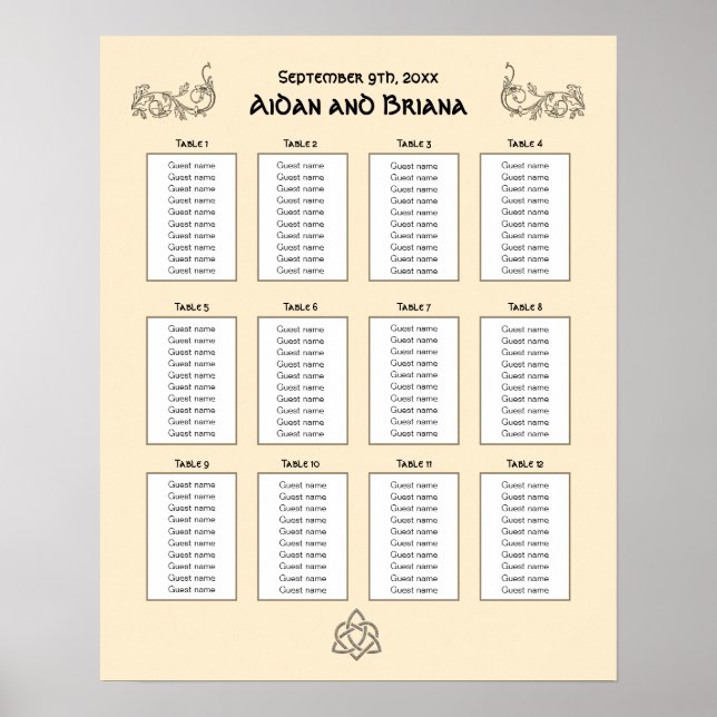 Keltische Symbole und Blattwerk 12 Tabelle Poster (Vorne)