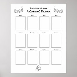 Keltische Symbole und Blattwerk für 12 leere Tabel Poster