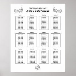 Keltische Symbole und Blattwerk für 12 Tabellen Poster