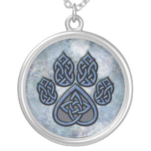 Keltische Tatzen-Blau-Halskette Versilberte Kette