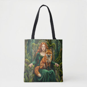 Keltische Waldkönigin Rotfuchs Hexe Fantasy-Kunst Tasche
