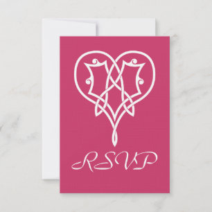 Keltische Web-Herzen in Himbeer-RSVP-Karte RSVP Karte