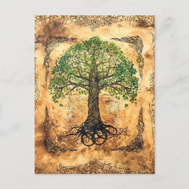 Keltischer Baum des Lebens Postkarte (Vorderseite)