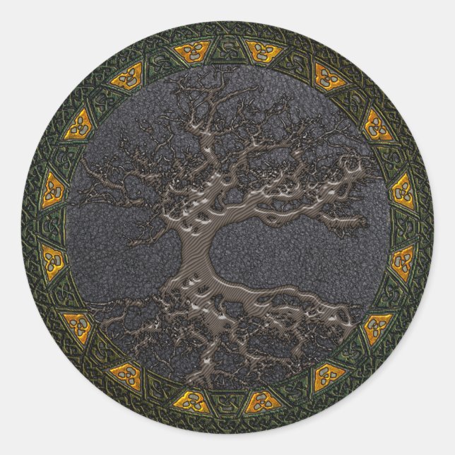 Keltischer Baum des Lebens Runder Aufkleber (Vorderseite)
