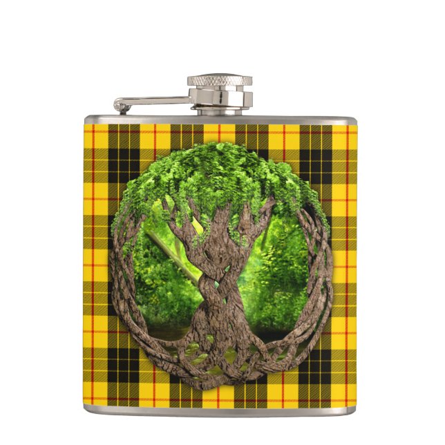 Keltischer Baum des Lebens und des Clan MacLeod Flachmann (Vorderseite)