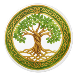 Keltischer Baum mit grünen und goldenen Akzenten Keramikknauf