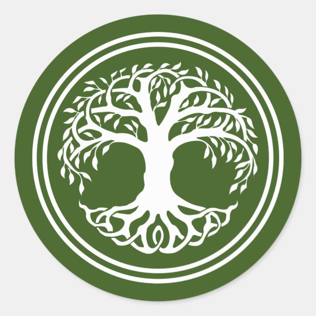 Keltischer Baum Runder Aufkleber (Vorderseite)