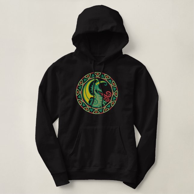 Keltischer Drache Bestickter Hoodie (Design vorne)