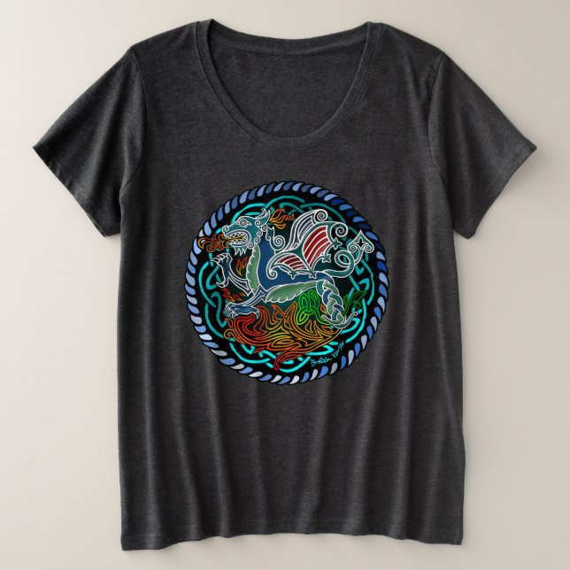 Keltischer Drache Große Größe T-Shirt (Design vorne)