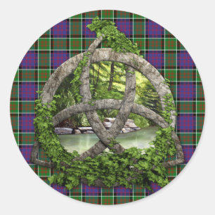 Keltischer Dreiheits-Knoten und Clan MacDonald von Runder Aufkleber