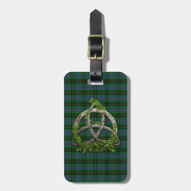Keltischer Dreiheits-Knoten und Clan MacInnes Gepäckanhänger (Vorderseite vertikal)