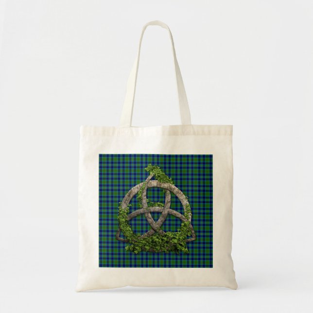 Keltischer Dreiheits-Knoten und Clan-MillerTartan Tragetasche (Vorne)