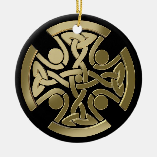 Keltischer Goldener Knoten Keramik Ornament (Vorne)