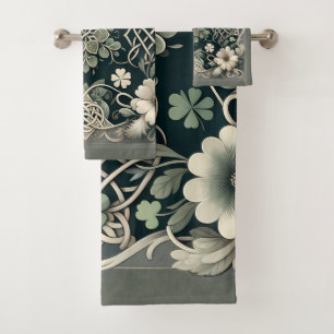Keltischer Kleeblatt-Blumen-Charm Badhandtuch Set