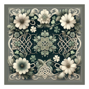 Keltischer Kleeblatt-Blumen-Charm Fotodruck