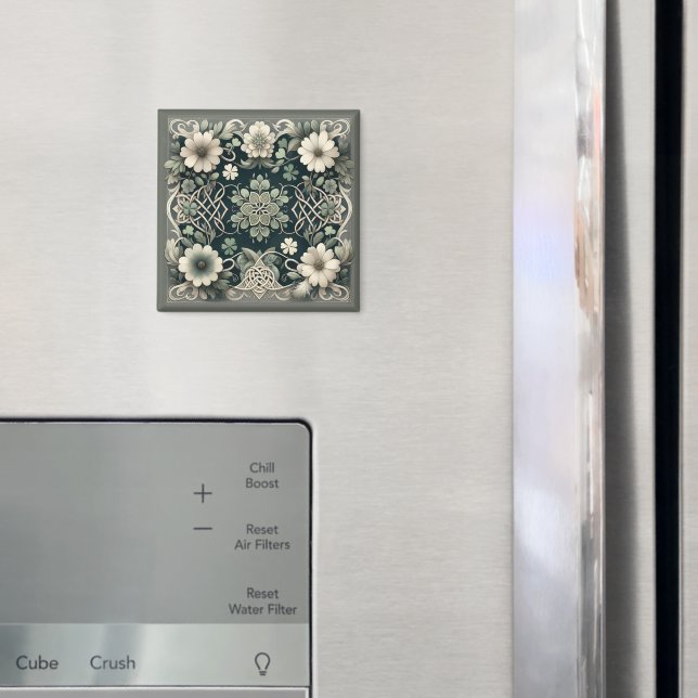 Keltischer Kleeblatt-Blumen-Charm Magnet (In Situ (Kühlschrank))
