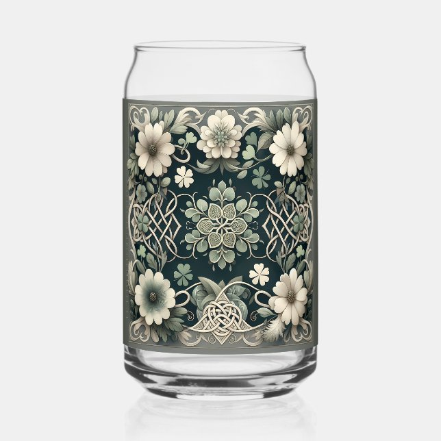 Keltischer Kleeblatt-Blumenanhänger Dosenglas (Vorderseite)