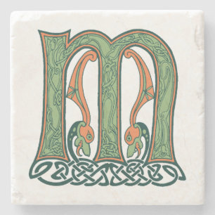 Keltischer Knoten-Buchstabe M, Iren-Entwurf Steinuntersetzer