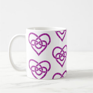 Keltischer Knoten Herzform Kariert Rosa Lila Kaffeetasse