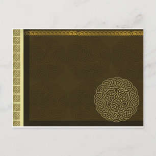 Keltischer Knoten in dunkelbraun mit goldenem Akze Postkarte