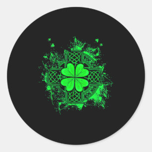 Keltischer Knoten Irischer Shamrock Dreiblättriger Runder Aufkleber
