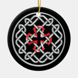 Keltischer Knoten Rot Metallisch Kreisornament Keramikornament