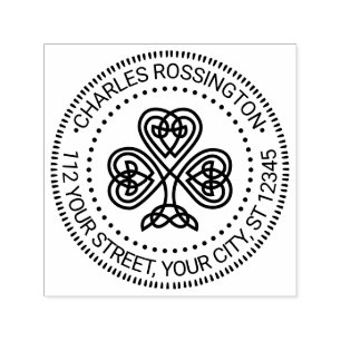 Keltischer Knoten Shamrock #3 Name Rücksendeadress Permastempel