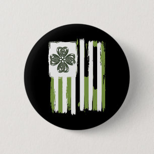 Keltischer Knoten Vierblattklee Streifen Design St Button
