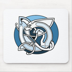Keltischer Knüpfarbeit-Entwurf - blauer Hund Mousepad