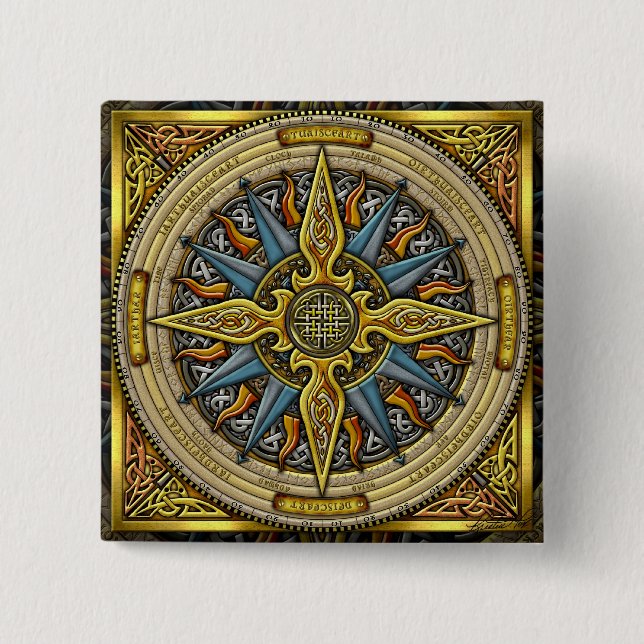 Keltischer Kompass-Knopf Button (Vorderseite)