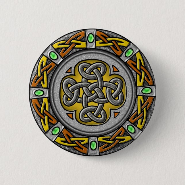 Keltischer Kreis - Stahl und Leder Button (Vorderseite)
