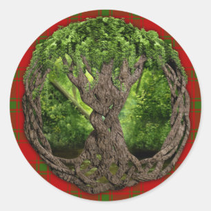 Keltischer Lebensbaum und Clan MacDonald von Sleat Runder Aufkleber