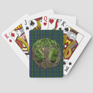 Keltischer Lebensbaum und Clan MacKenzie Tartan Spielkarten