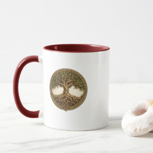 Keltischer Lebensbaum Zweifarbig Marone Kaffeetass Tasse