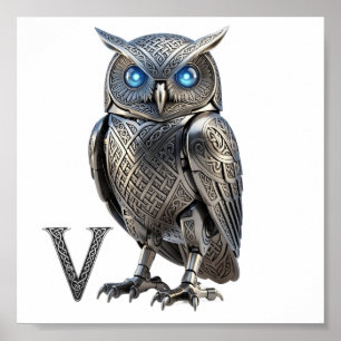 Keltischer mechanischer silberner Steampunk-Vogel Poster