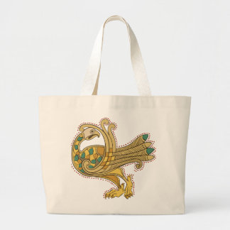 Keltischer mittelalterlicher goldener Pfau, Jumbo Stoffbeutel