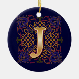 Keltischer Monogramm-Buchstabe J Keramikornament